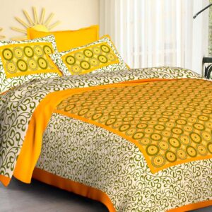 Rajasthani Jaipuri Traditional Double Bed Bedsheet with two pillow covers
