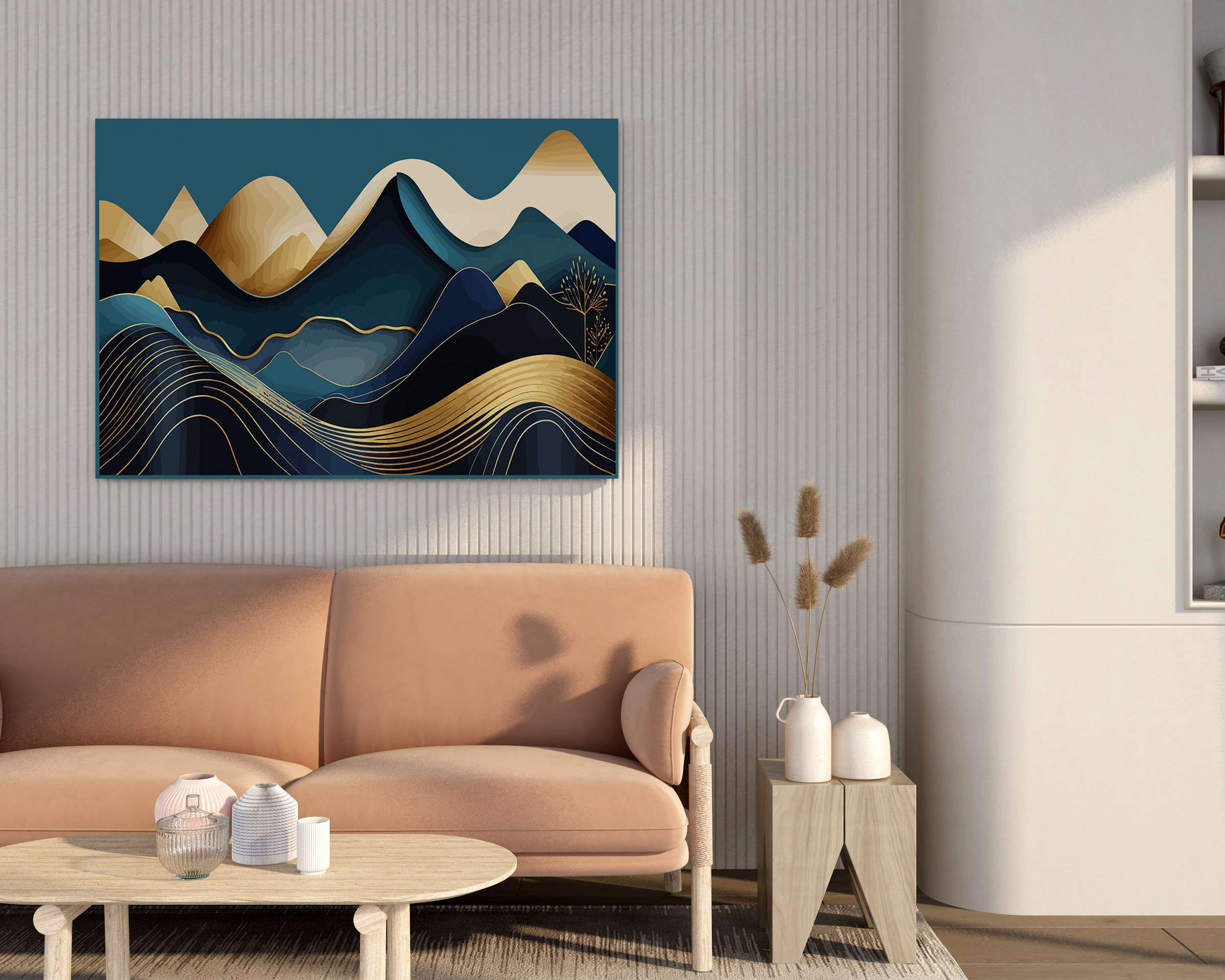 Modern Abstract Landscape Canvas Wall Painting with Frame ā Size 34Ć22, Design 6