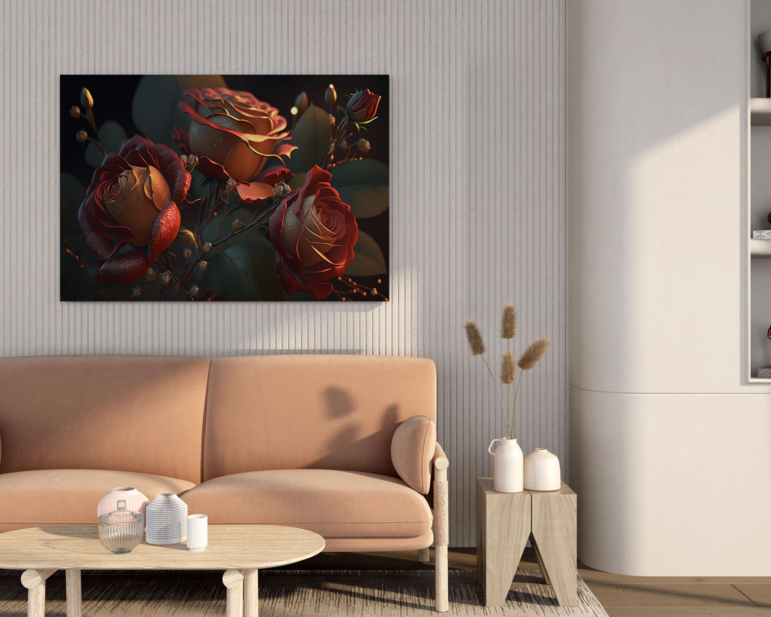 Floral Canvas Wall Painting with Frame – Size 34×22, Design 20