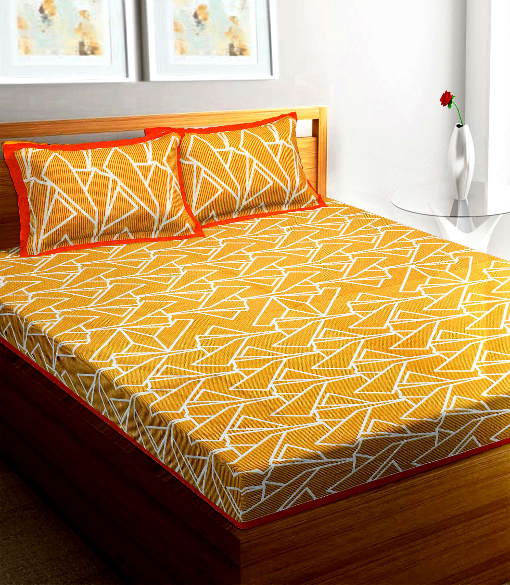 100% Pure Cotton Traditional Printed Bedsheet for Double Bed King Size Bedsheet with 2 Pillow Covers