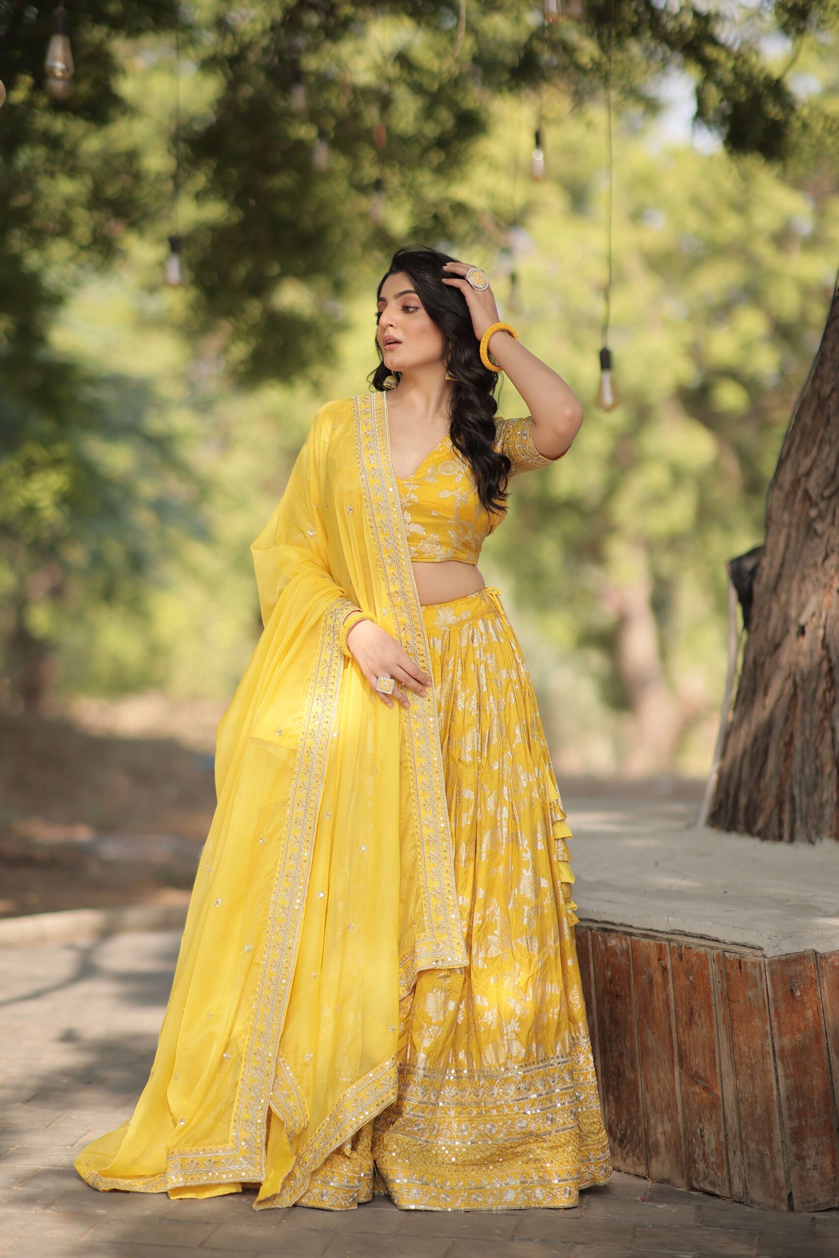 Designer Pure Viscose Jacquard Embroidered Lehenga Choli with Dupatta ? - Image 3