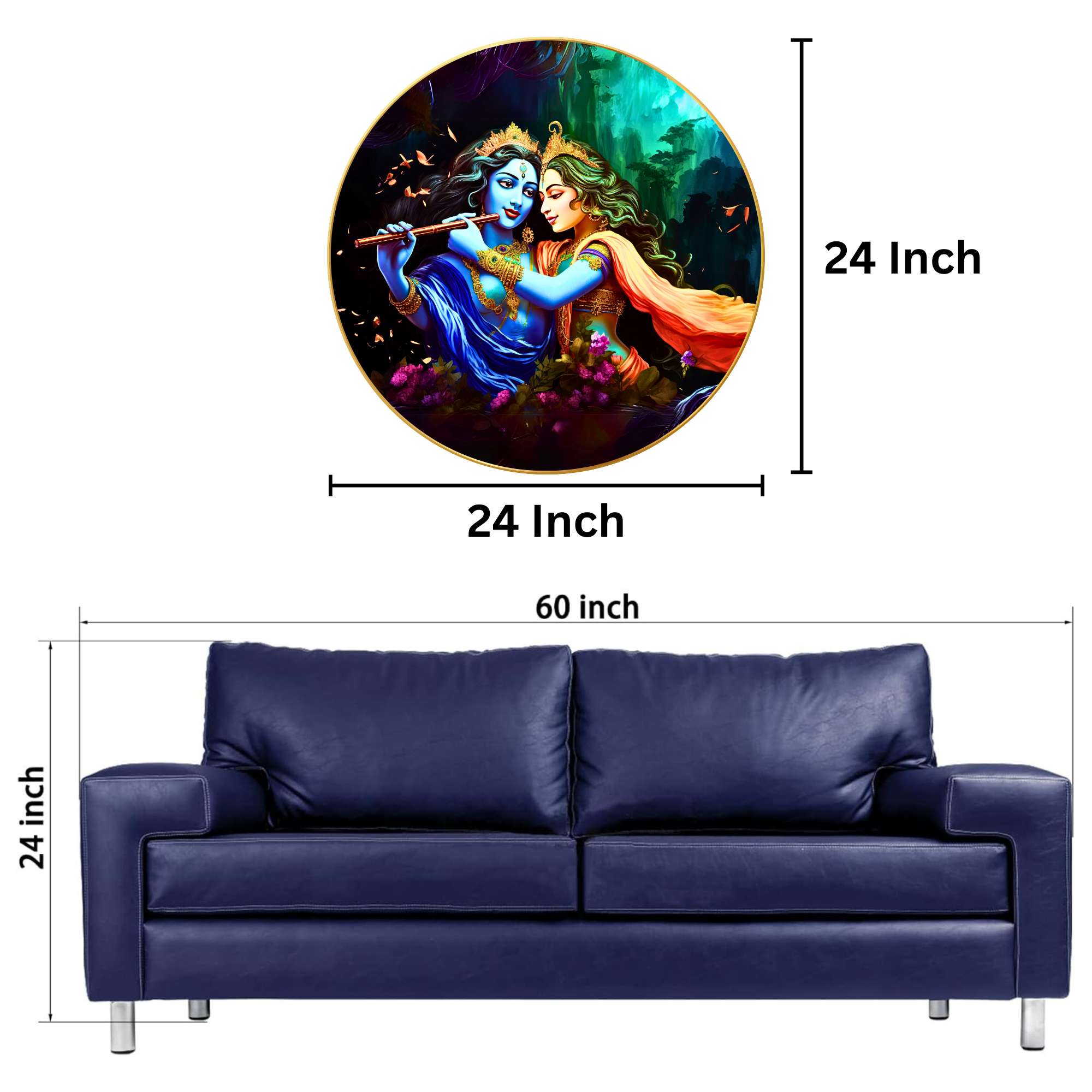 Wall Painting for Wall Decoration with Frame Sparkle Glossy Round Golden Framed Large Painting Office, Living Room, Bedroom,