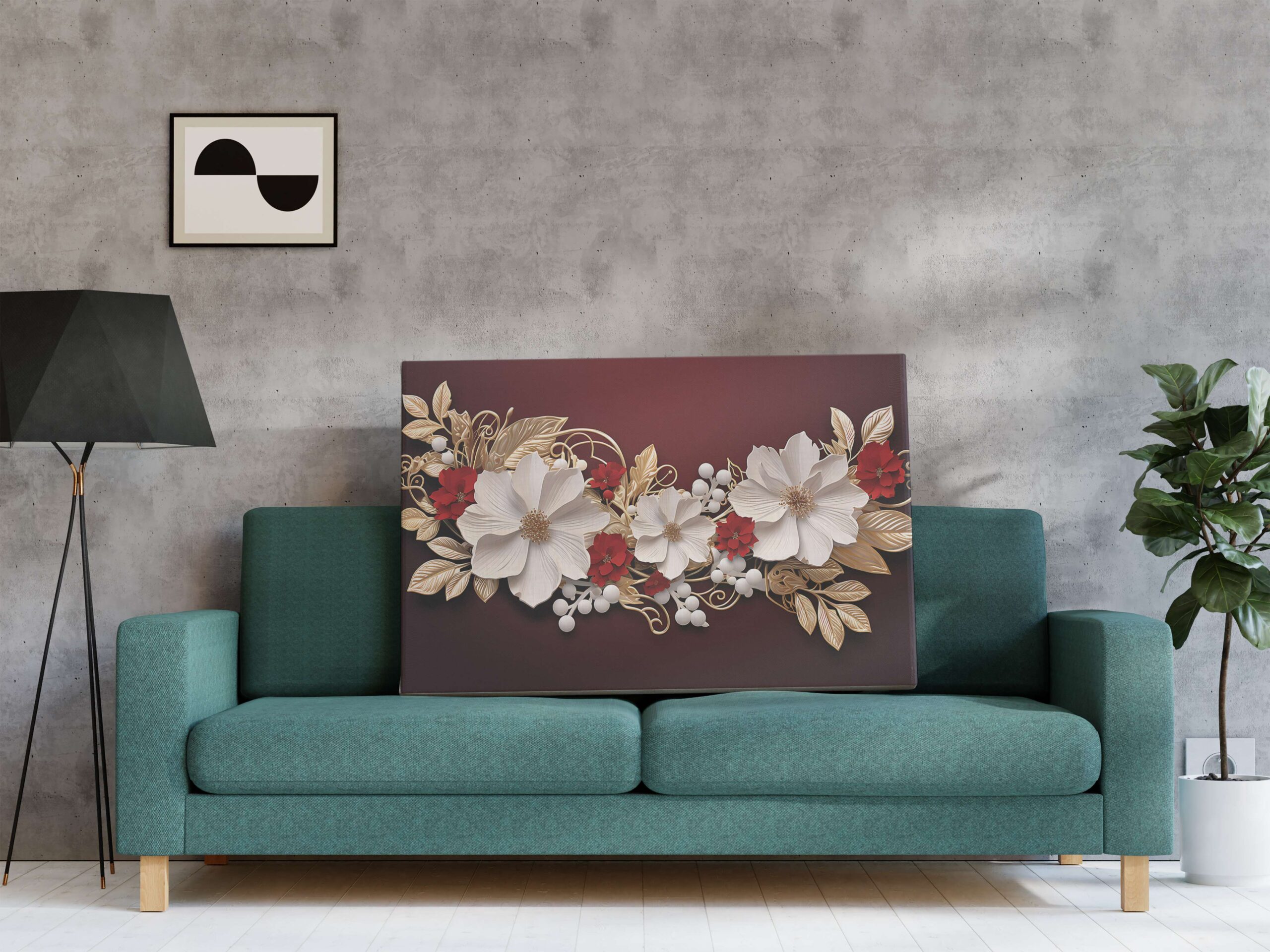 Mandala Art Canvas Wall Painting with Frame – Size 34×22, Design 4