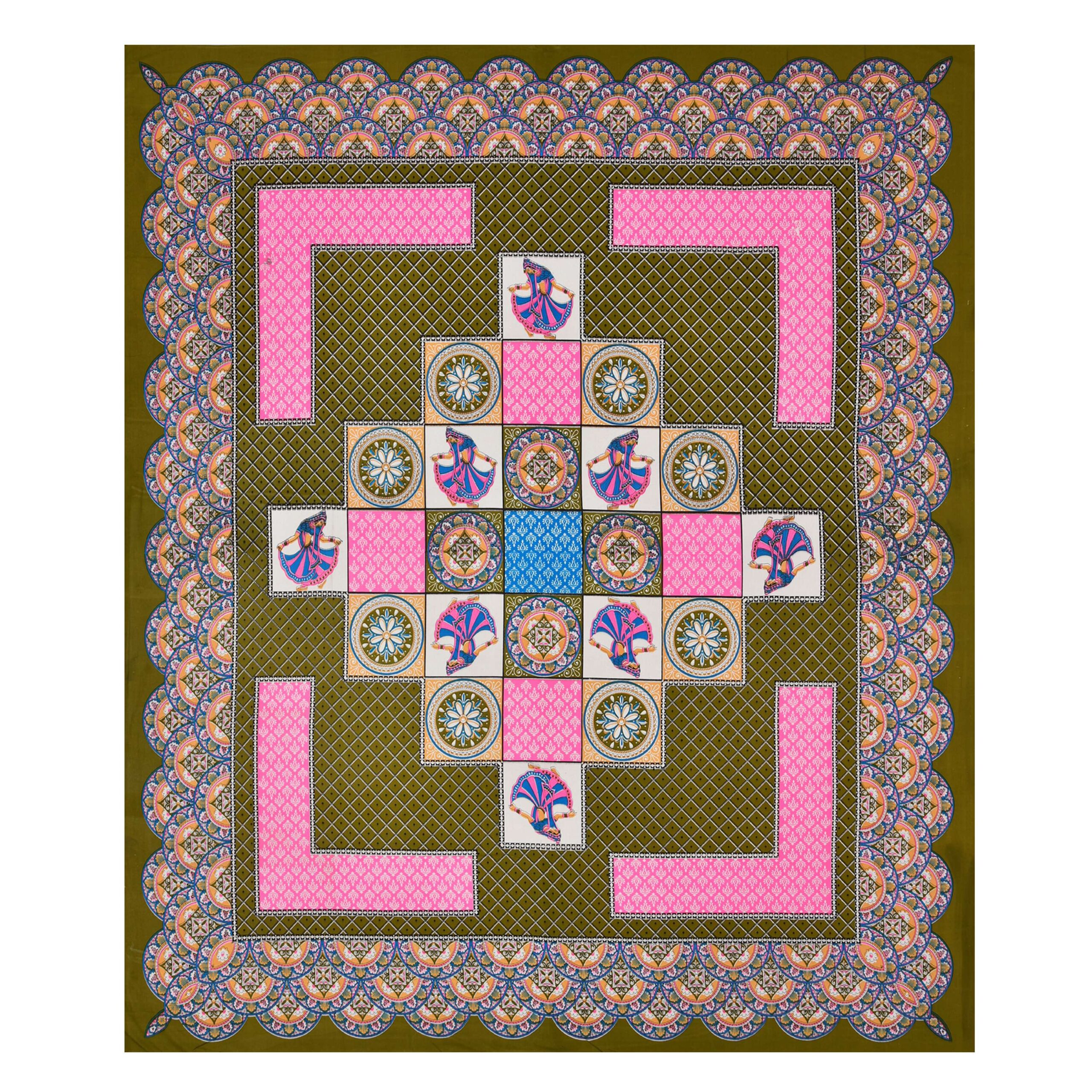 Jaipuri Printed Double Bedsheet With Two Matching Pillow Covers - Image 3