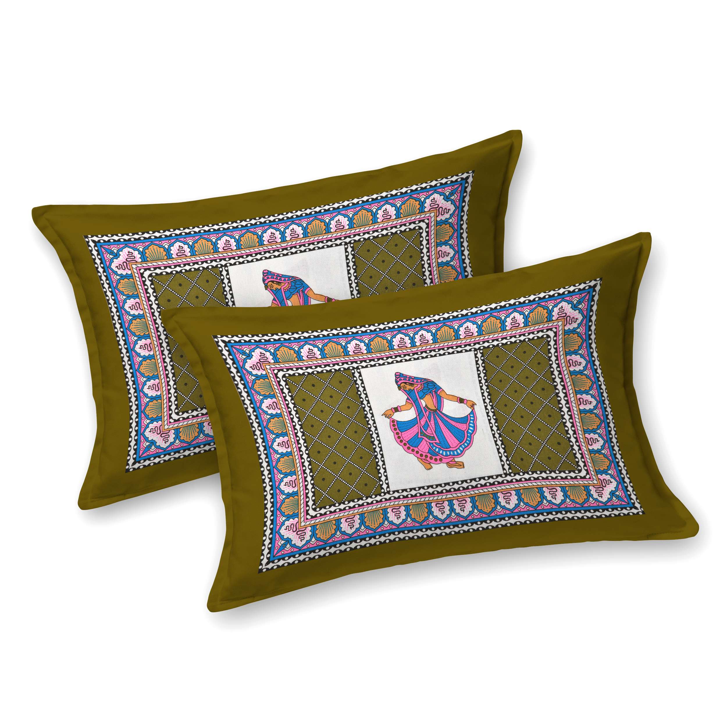 Jaipuri Printed Double Bedsheet With Two Matching Pillow Covers - Image 2