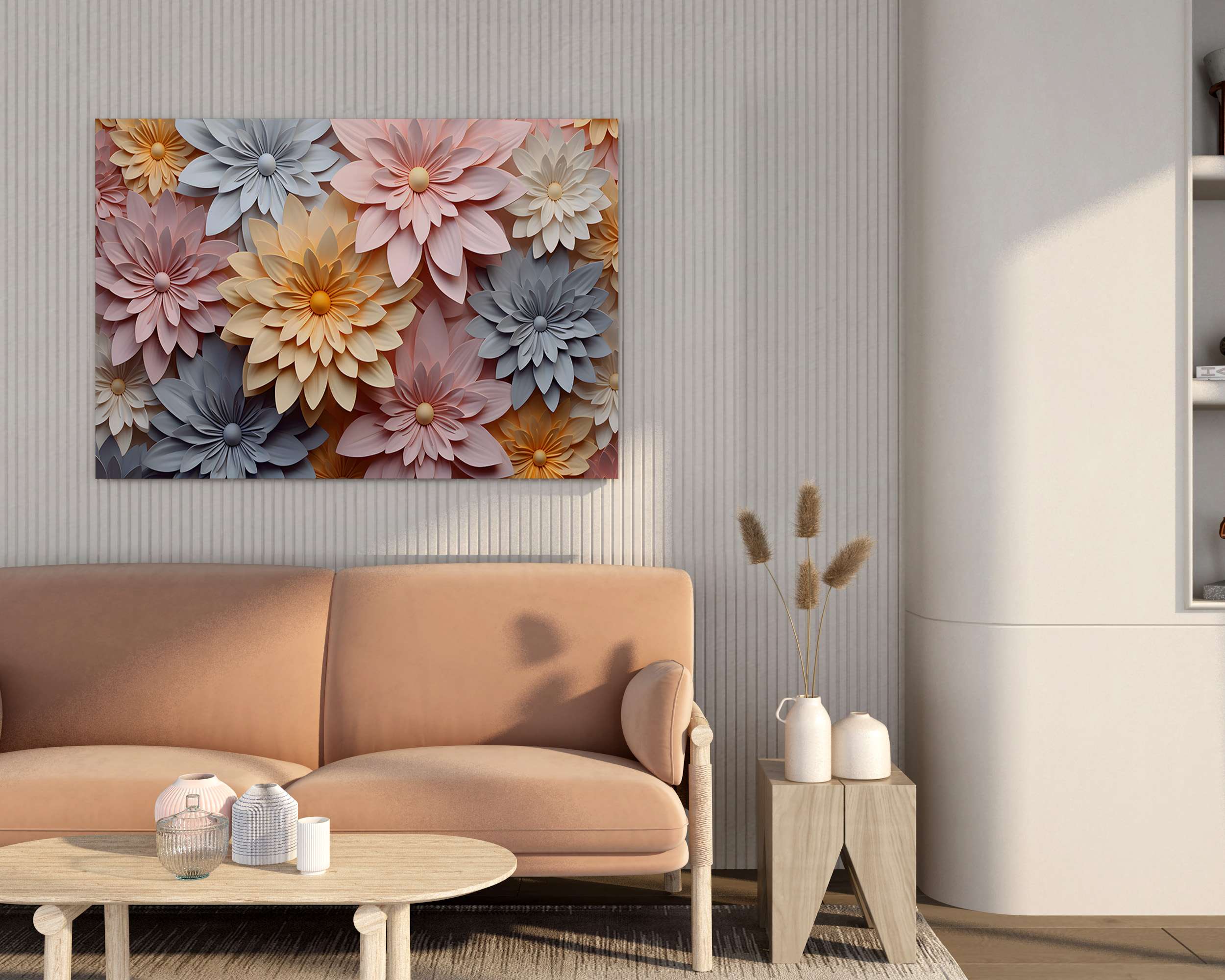 Floral Canvas Wall Painting with Frame – Size 34×22, Design 45