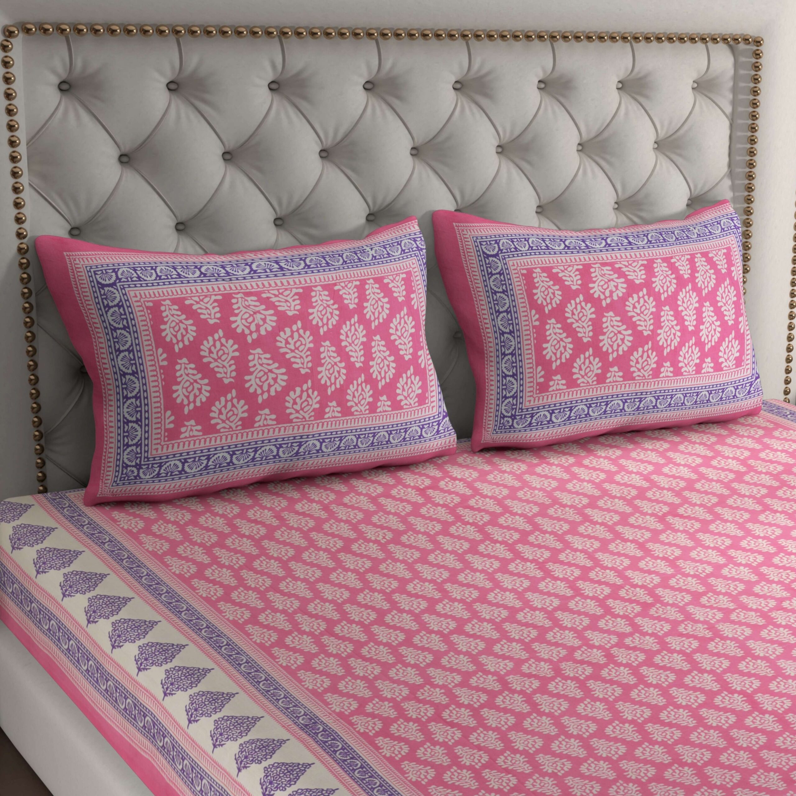 Jaipuri Cotton Printed Double Bedsheet With Two Pillow Covers - Image 3