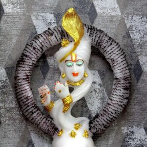 Antique Look Marble Dust Lord Krishna Playing Basuri