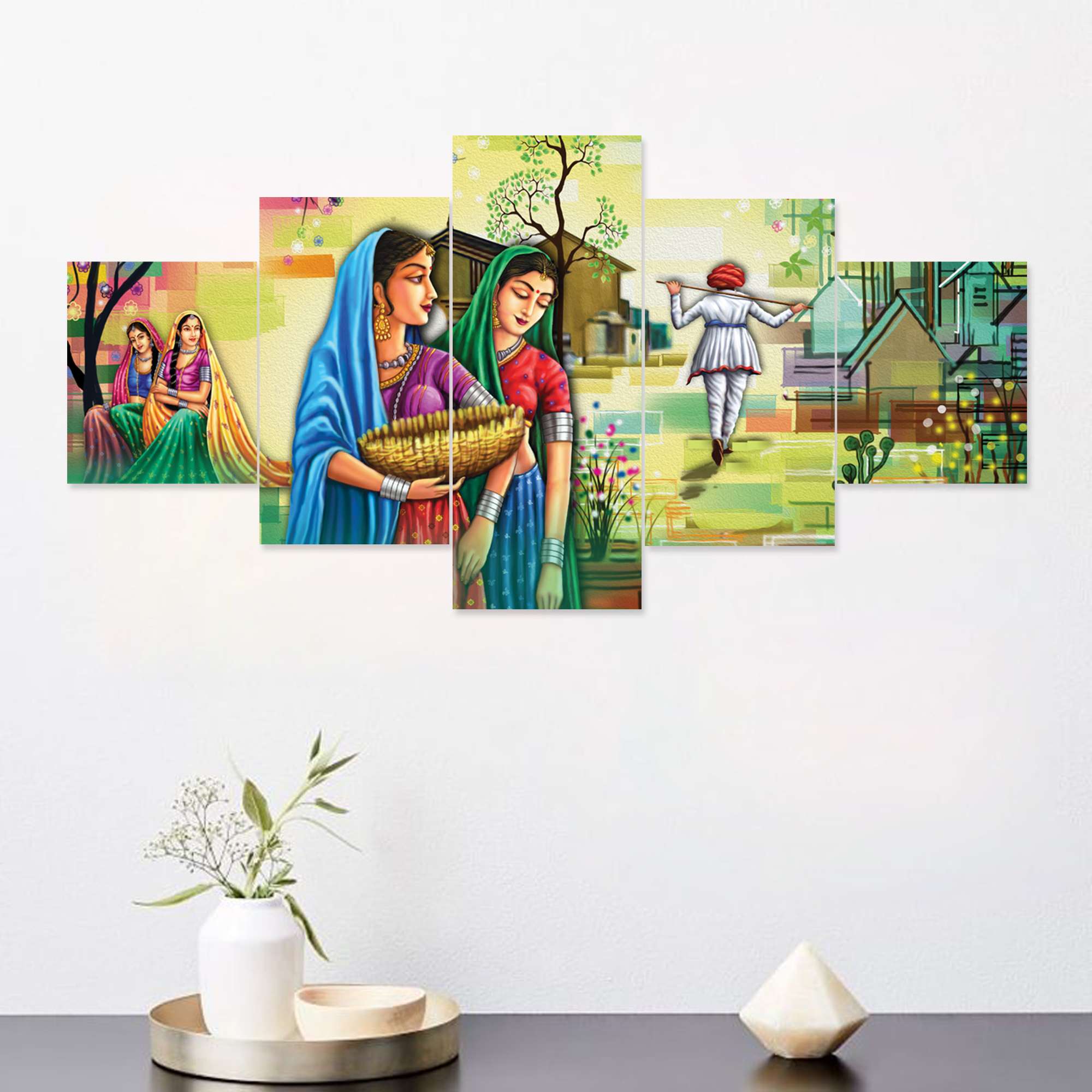 Rajsthan Set of Five 3D Framed Paintings for Wall Decoration – Ideal for Home, Living Room, and Bedroom (125 x 60 CM) - Image 5