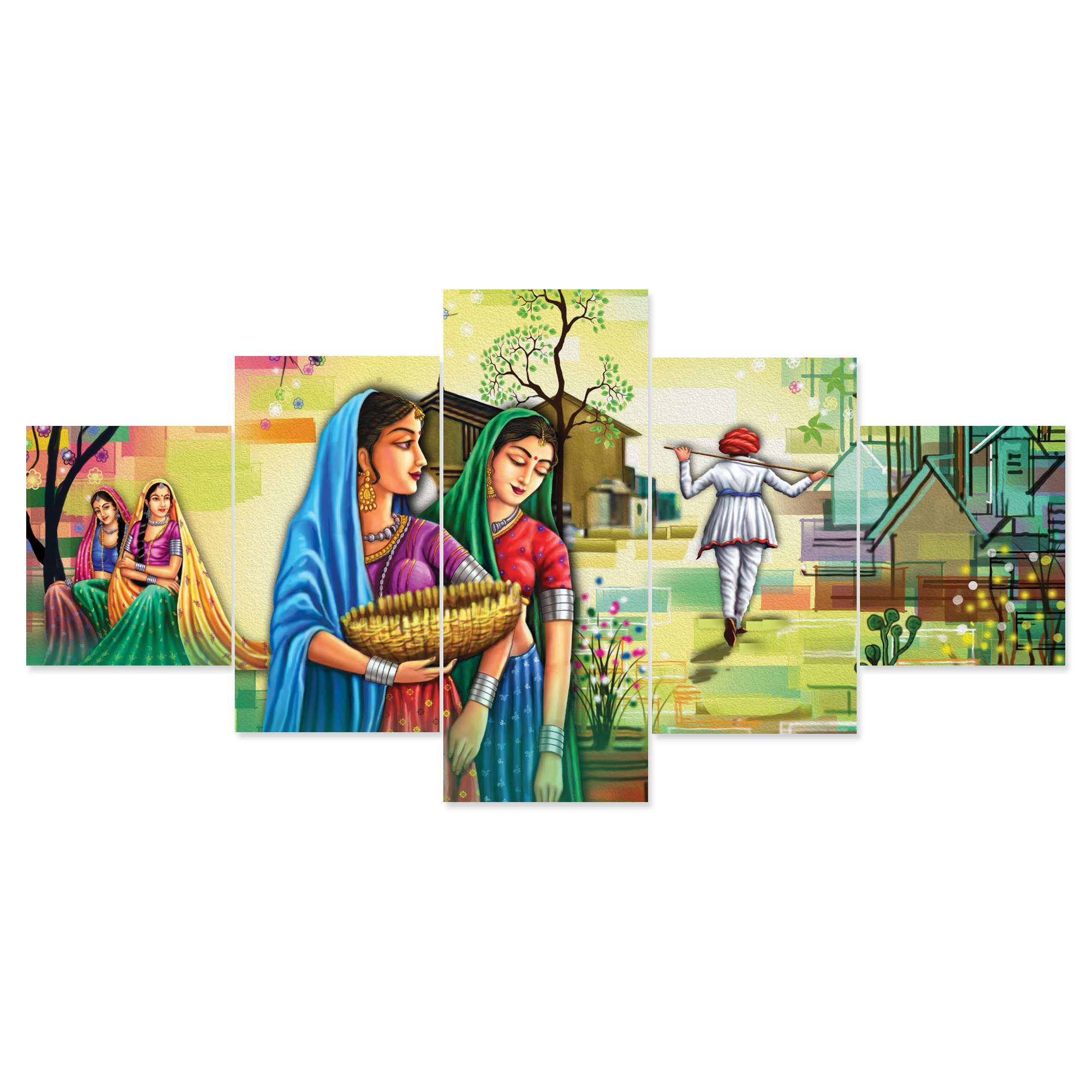 Rajsthan Set of Five 3D Framed Paintings for Wall Decoration – Ideal for Home, Living Room, and Bedroom (125 x 60 CM) - Image 4
