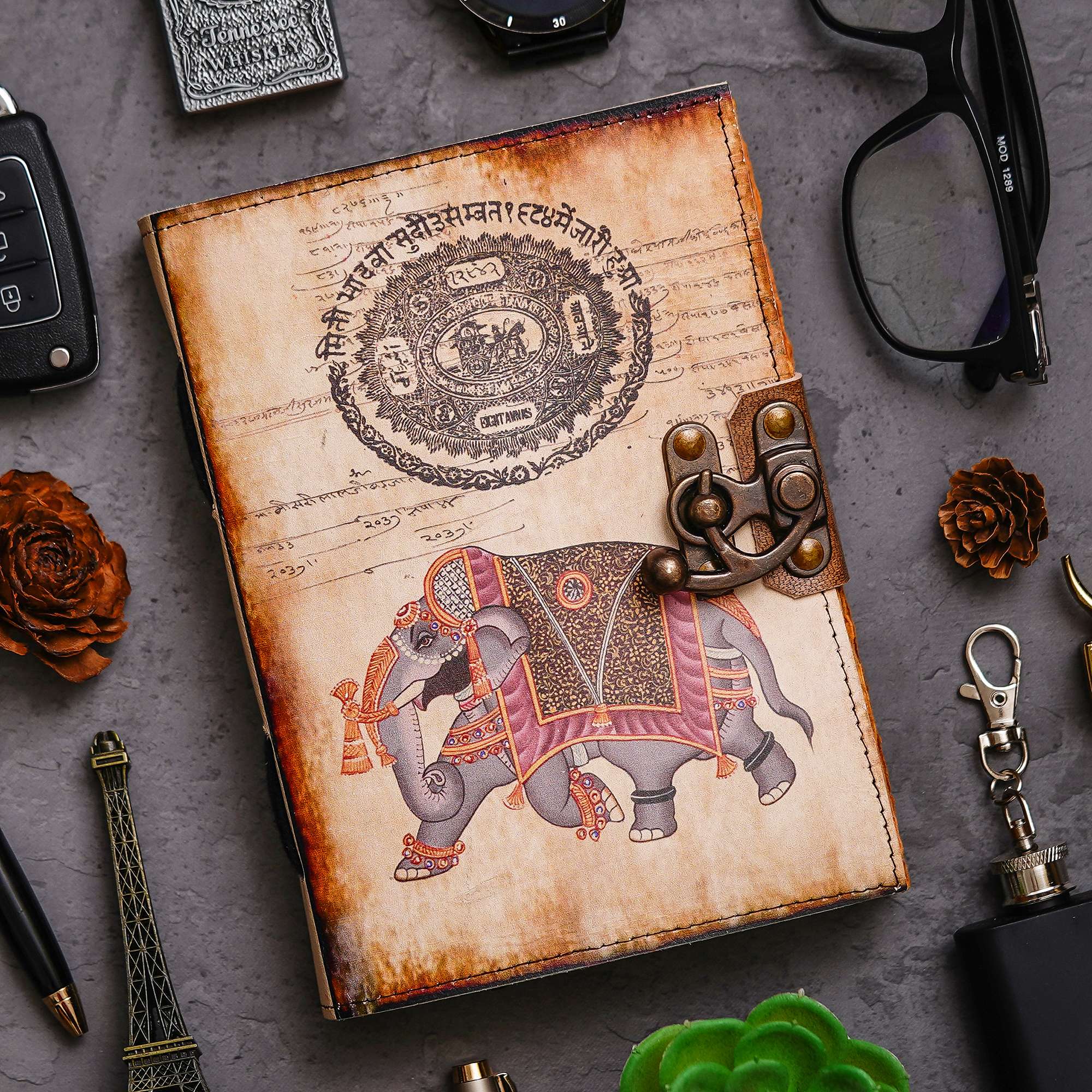 Handmade Vintage Leather Diary with Antique Lock – Model AR-LBLD11
